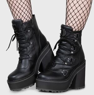 Killstar Black Ankle Boots with Buckles